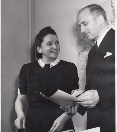 Image of Zofia Mączka witness at Nuremberg Medical Trial with Dr. Stanislow Piotrowsky